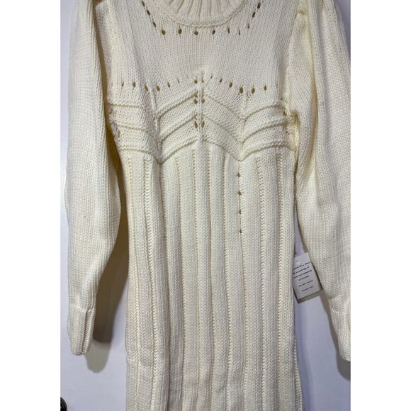 For Love & Lemons Jules Sweater Dress Cream Plus Size 1X NWT Ribbed Knit Fitted - Picture 5 of 16